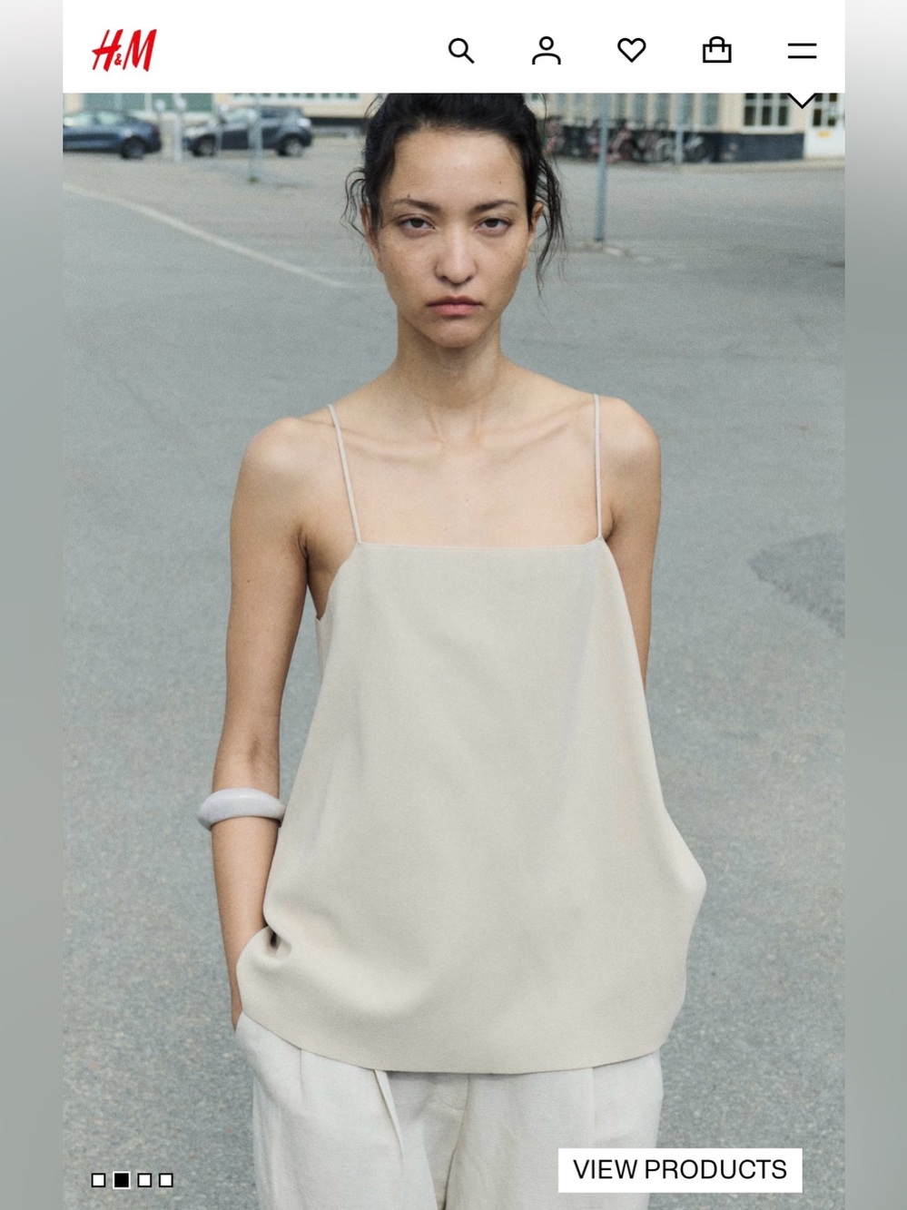H&M • Women's Fine Knit Strappy Top in Cream • NWT